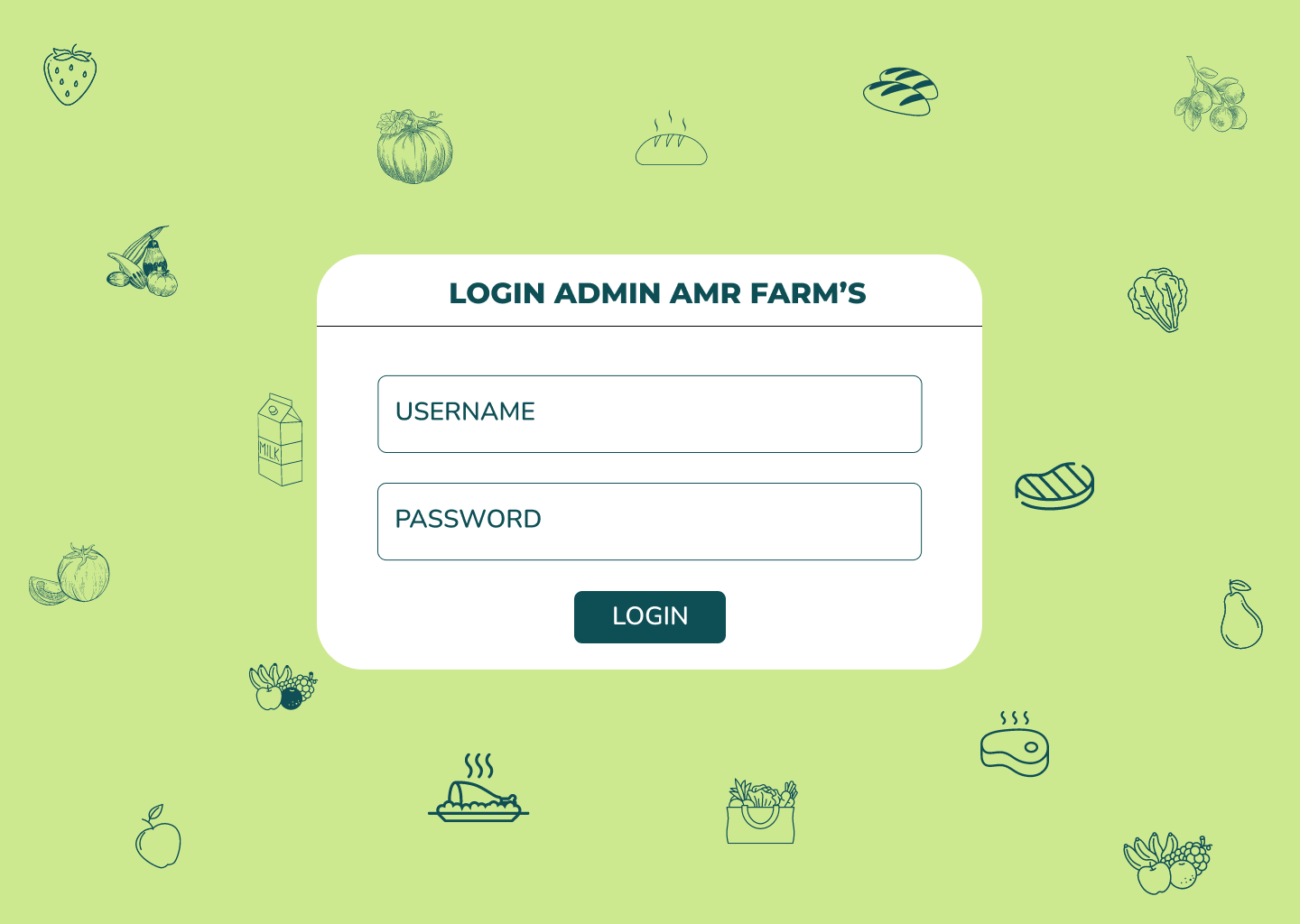 AMR Farms admin login wireframe