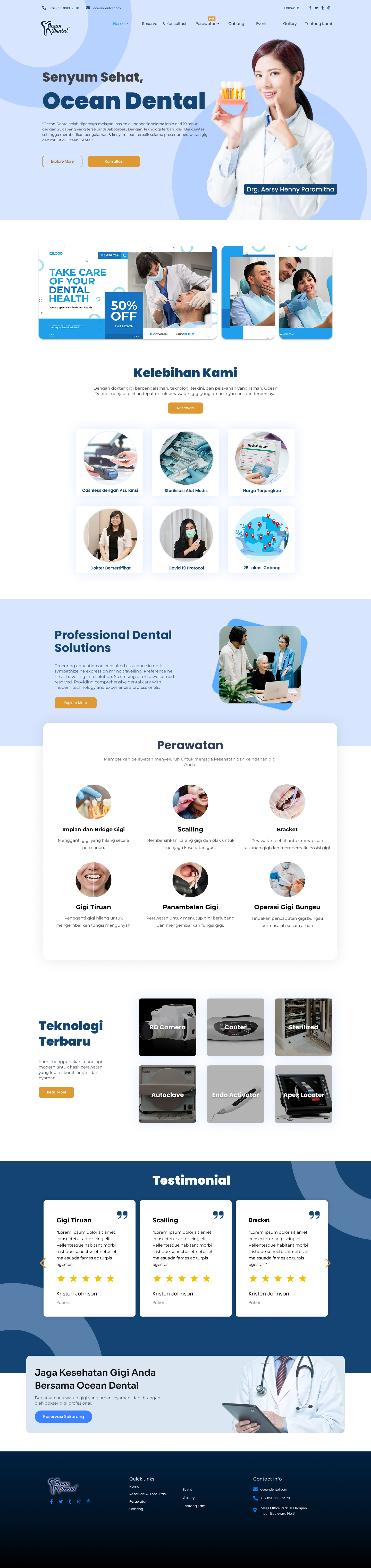 Ocean Dental website mockup 1