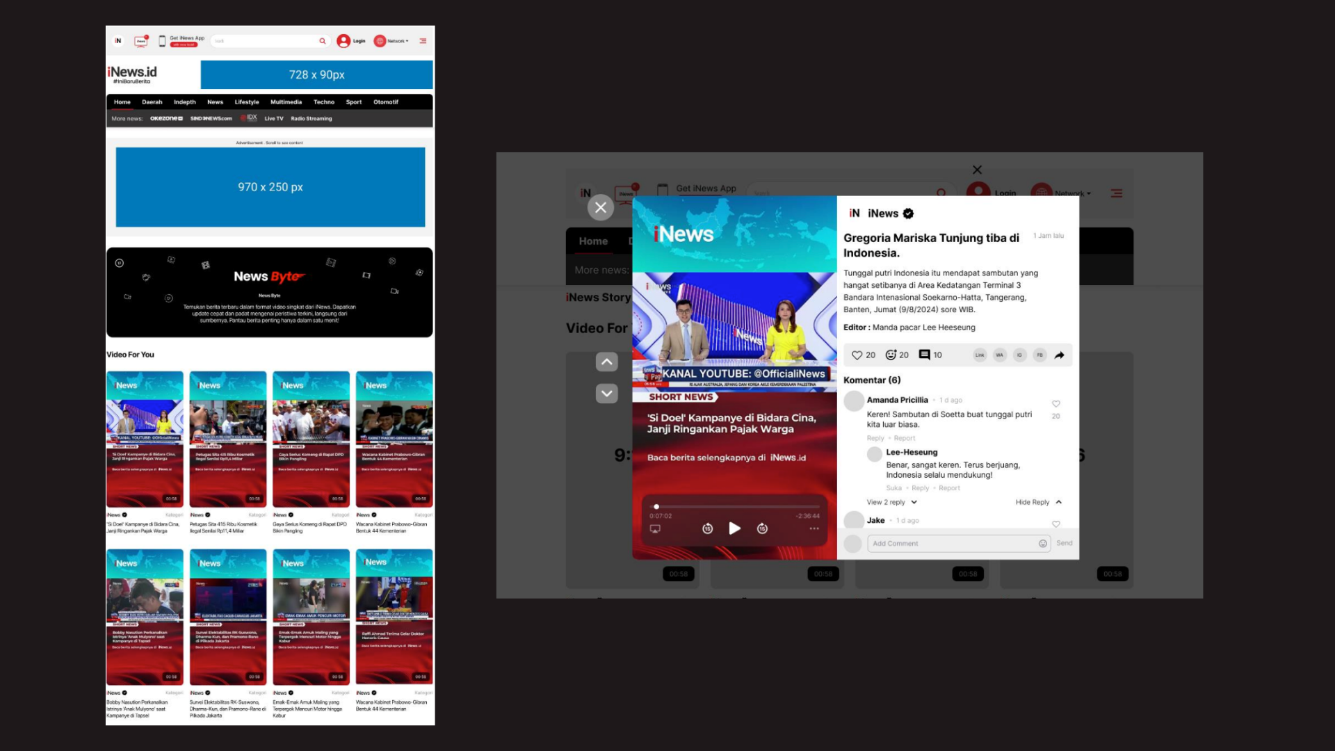 iNews Byte homepage and detail-view wireframe documentation