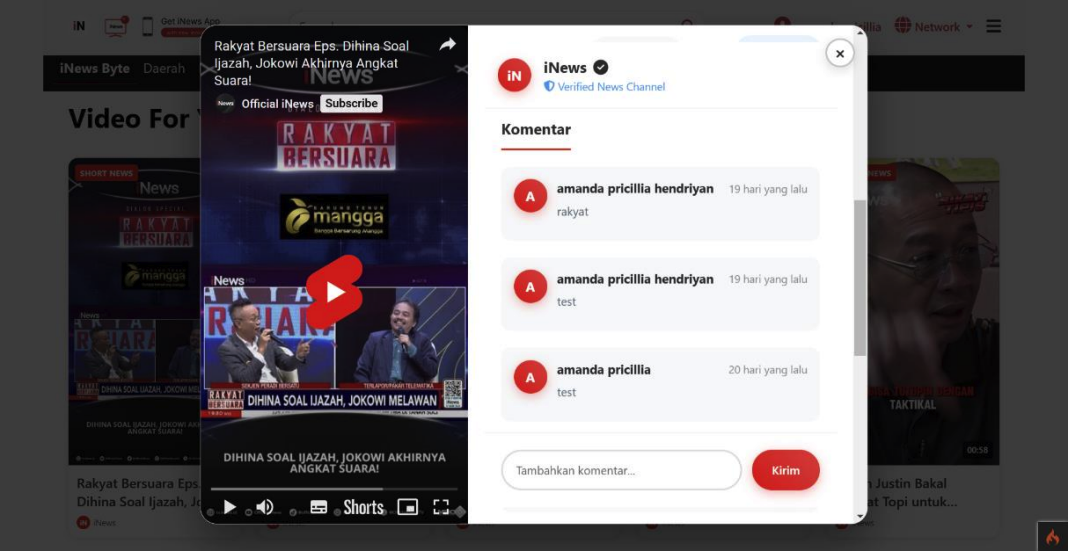Interaction continues after the video finishes. primary interface