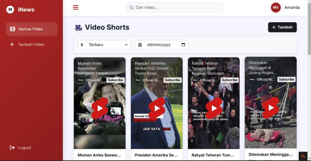 A structured path from YouTube upload to iNews publication. primary interface